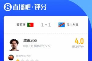 维蒂尼亚134次触球最多，但吧友不满：安全球之王，不配1.4亿身价